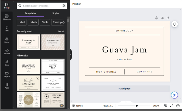 customise jar labels on canva