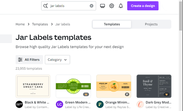 jar labels templates on canva